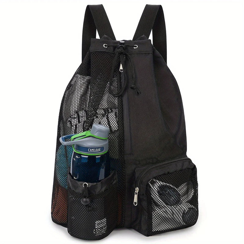 DrySportix Sportbeutel mit Netz & Nassfach | Rucksack mit Kordelzug | Schwimmen, Fitness & Strand | 48×32 cm