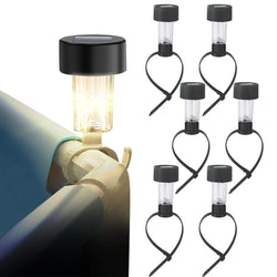 Aquavara GlowClips Solar Poollichter 6er-Set | Warmweiß & RGB Farbwechsel | IP44 Wassergeschützt | Für Zaun & Poolumrandung