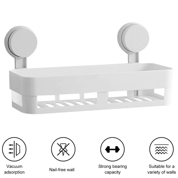 HydraFix DrainRack Wandregal Bad & Küche | Ohne Bohren | Starker Saugnapf & Ablauflöcher | 2 kg Tragkraft