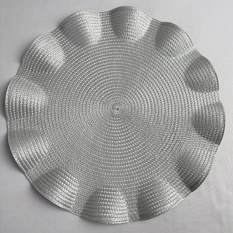 TAVOLIA Platzsets 6er-Set | Rund Ø 36 cm | Geflochtenes Design | Waschbar & Hitzebeständig | Rüschenrand