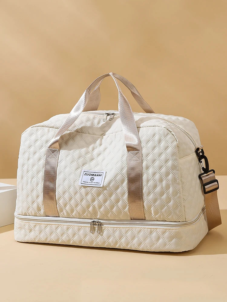 Raumio TravelFlex Leichte Reisetasche mit Rautenmuster | Große Sport- & Wochenendtasche mit Schuhfach & Nassfach | Handgepäcktauglich & faltbar