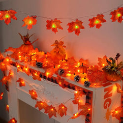 Herbst LED-Lichterkette GoldenLeaves | 10–40 LEDs | Ahornblatt-Design | Batteriebetrieben & Wasserdicht