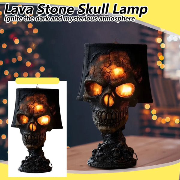 Gothic Tischlampe SkullFire | Halloween Schädel Deko | LED Ambient Light | 20 x 11 x 11 cm