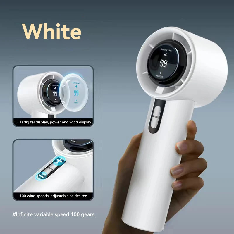 Ventomax Handventilator Turbo 100 Stufen | Tragbarer USB-Lüfter | Mini LED-Ventilator | Wiederaufladbar | Für Camping & Outdoor