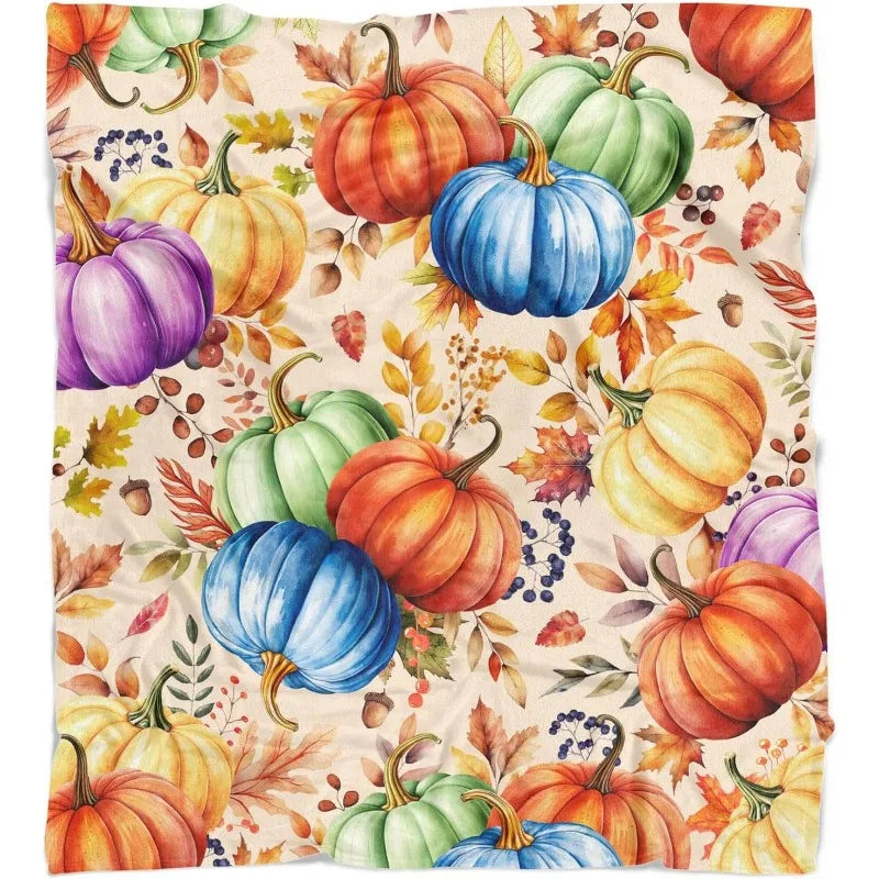 AutumnHug | Herbstdecke mit Kürbis-Motiv | Weiche Flanell-Wohndecke | Kuschelig & Dekorativ
