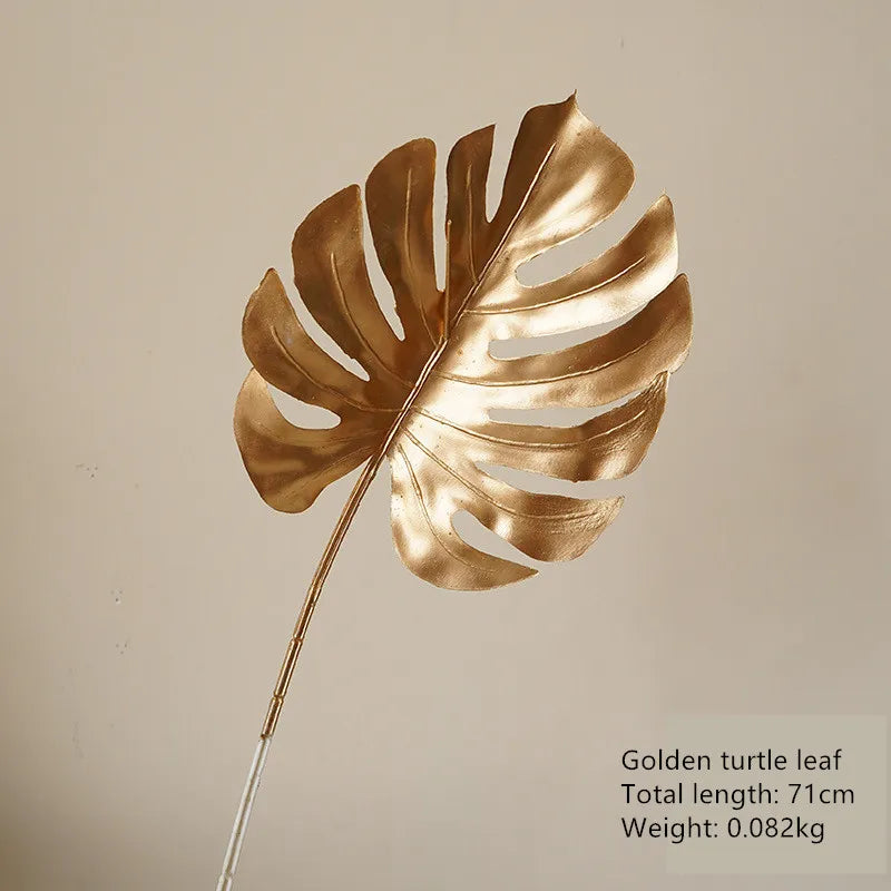 Aurivelle Gold Collection | Künstliche Palmen-, Ginkgo- & Eukalyptusblätter mit Rosen & Hortensien | Edle Dekoblumen für Hochzeit & Zuhause