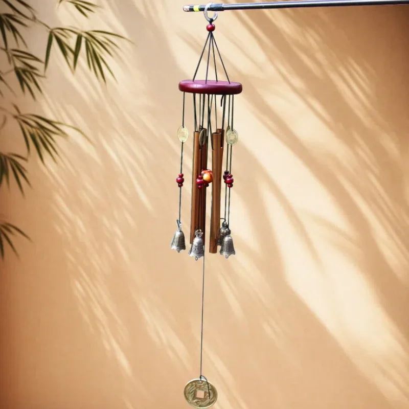 FortuneChime | Großes Metall-Windspiel mit Klangröhren | Holz & Metall | Für Garten & Zuhause
