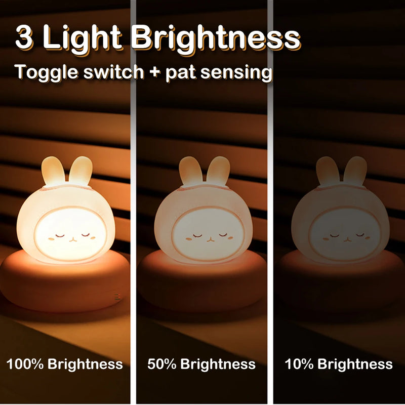 LumiPals LED Nachtlicht | Niedliches Tierdesign Schwein & Hase | Touch-Dimmung | USB-Wiederaufladbar