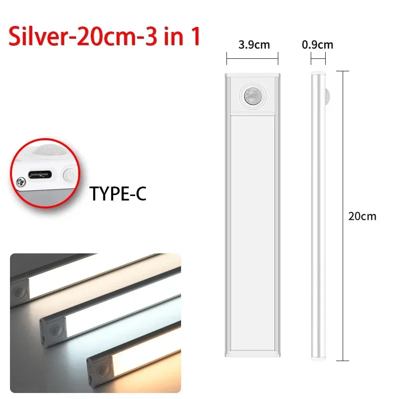 LED Schranklicht LumoSense | Bewegungsmelder & USB-C | 3 Lichtfarben | 20–60 cm