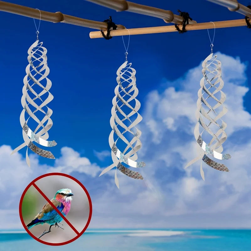 Vogelschreck Reflektoren SkyTwist | 6er-Set | Spiraleffekt gegen Vögel & Spechte | Wetterfestes Silber-Mylar