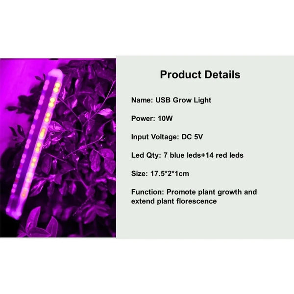 LED Pflanzenlampe GrowNova FlexLight | USB Pflanzenlicht 5V | Vollspektrum mit Flexarm | Für Indoor-Gewächshaus & Hydrokultur