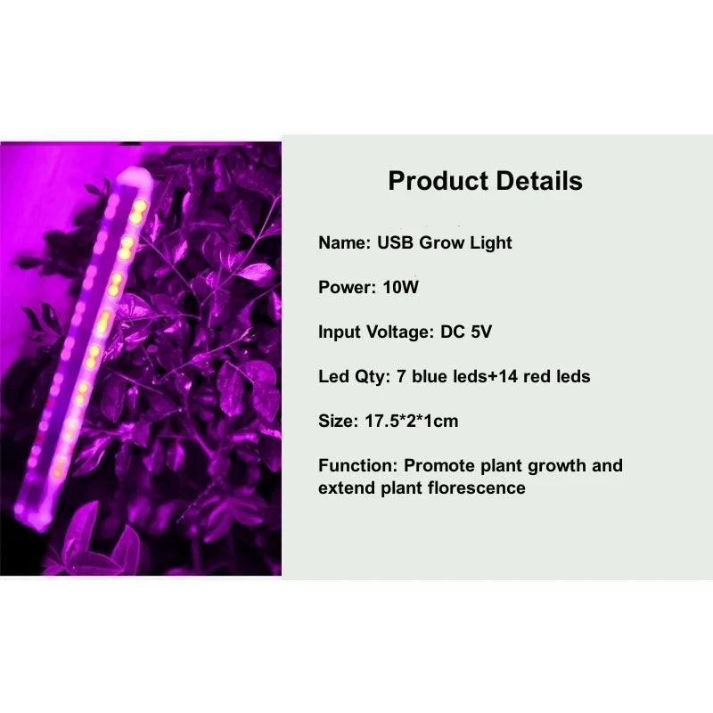 LED Pflanzenlampe GrowNova FlexLight | USB Pflanzenlicht 5V | Vollspektrum mit Flexarm | Für Indoor-Gewächshaus & Hydrokultur