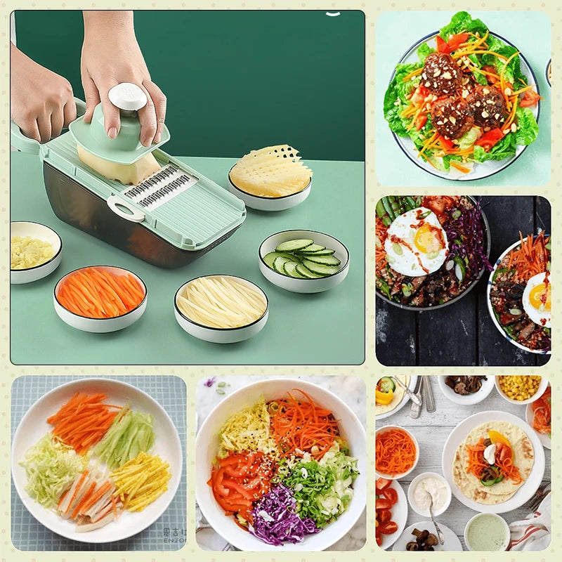 SchnippelMeister Gemüseschneider 5-in-1 | Multischneider mit Auffangbehälter | Reibe, Hobel & Dicer | BPA-frei & Spülmaschinenfest | 27×11×10 cm