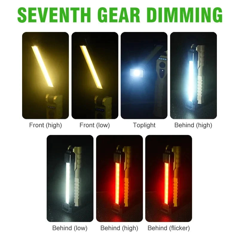 Lightronik FlexBeam Faltbare LED Arbeitslampe | 7 Lichtmodi | Mit Magnet & Haken | Type-C Wiederaufladbar | Für Camping & Notfälle