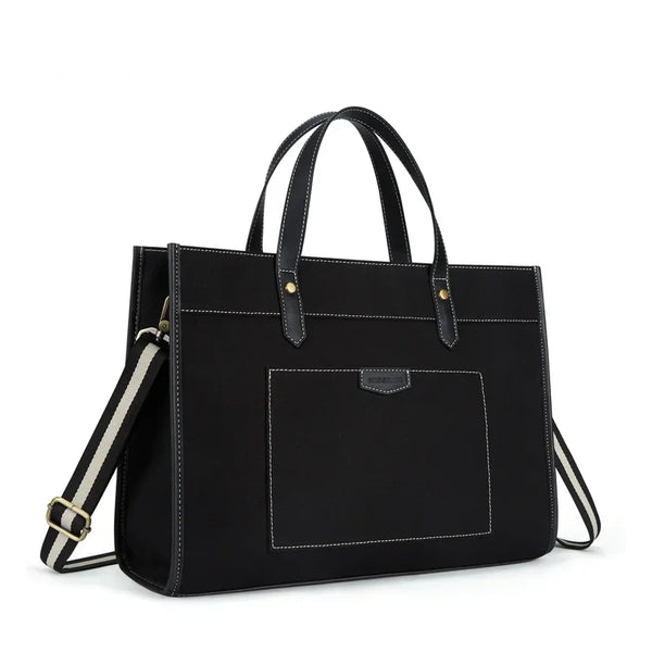 Tascana Canvas Laptop-Tasche Damen 15,6 Zoll | Große Schultertasche mit Fächern für Büro, Uni & Reisen | Stilvolle Handtasche mit Trageriemen & Laptopfach
