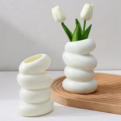 Nordivase Spiralvase Weiß | Skandinavisches Design | Leicht & Bruchsicher | Für Blumen & Dekoration