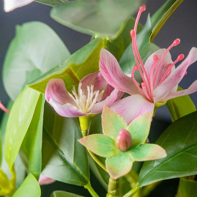 TropiLeaf Azalea Künstlicher Azaleen- & Gummibaumzweig | 21–40 cm | Tropische Blätter & Blüten | Deko für Haus, Büro & Garten