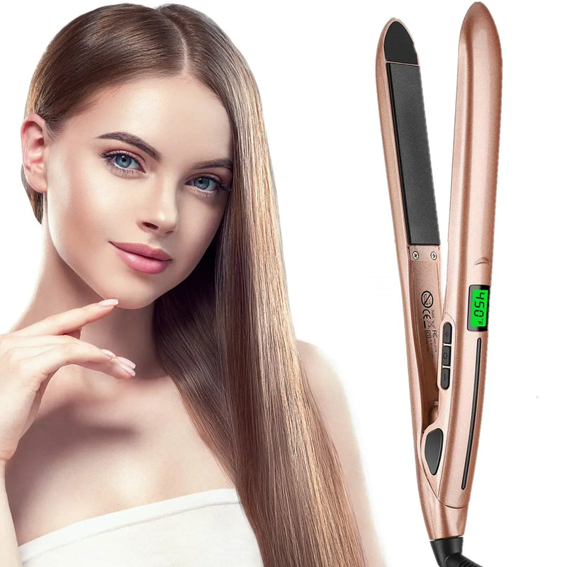 2-in-1 Haarglätter & Wellenstyler Waveley Pro | Keramik-Turmalin | Verstellbare Temperatur mit LCD | 30 cm | Dual Voltage