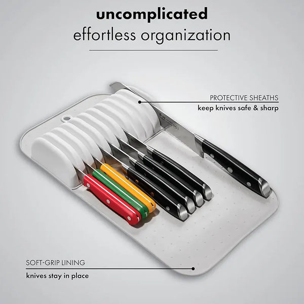 Messer-Organizer BladeNest FlexLine | BPA-frei | Rutschfest & langlebig | Für 5–11 Messer | 39×14×4 cm