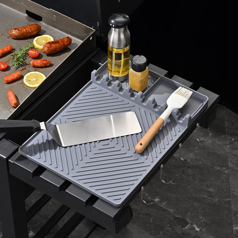 CleanBake Rechteckige Silikon-Ablagematte | Hitzebeständig & Spülmaschinenfest | Ölauffang- und Abtropfunterlage für Küche & Backofen