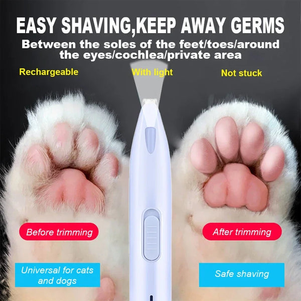 Groomily Tierhaarschneider mit LED-Licht | Präzisionskopf aus Edelstahl | Für Gesicht, Pfoten & Ohren | Leise & Handlich