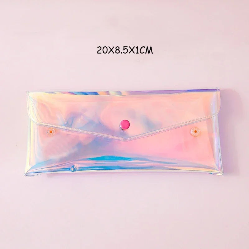 HoloShine Kosmetiktasche Transparent | Laser-Effekt Kulturbeutel | Für Make-up, Stifte & Reisen | Wasserdicht & Stylisch