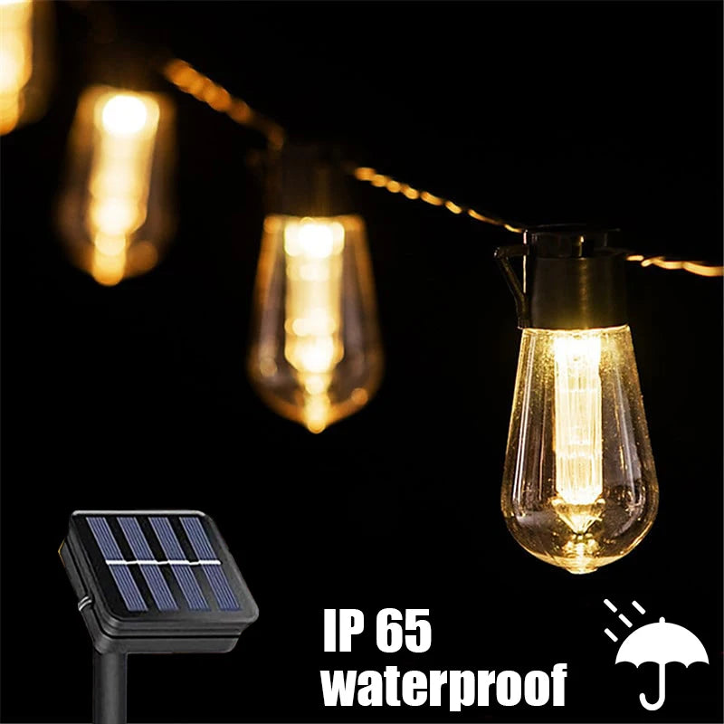 Lumivida Solar Lichterkette Außen | Retro Edison Design | Wetterfest IP65 | Warmweiß & Bunt