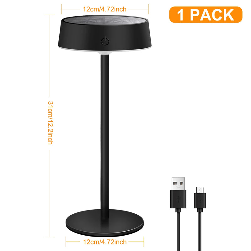 Solvella Solar Tischlampe LED | Dimmbar & Kabellos | 3 Lichtfarben | IP65 Wasserdicht für Innen & Außen