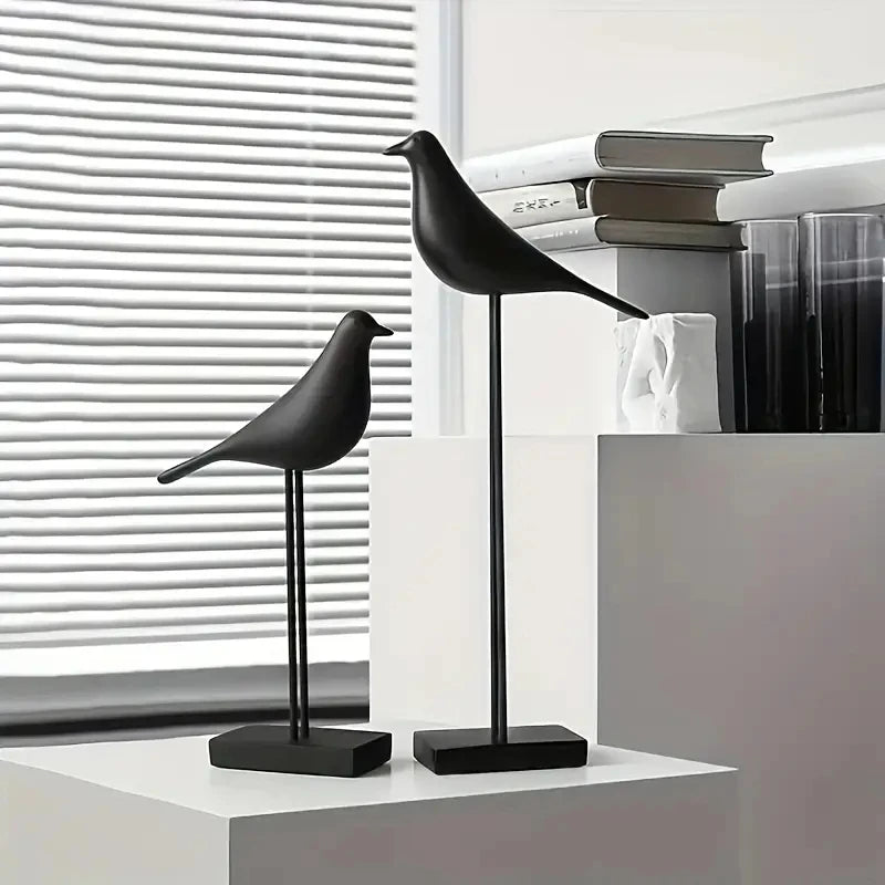 Dekofigur NordicBird | Handbemalte Vogelstatue aus Kunstharz | Skandinavische Wohnaccessoire | Tisch- & Bürodekoration