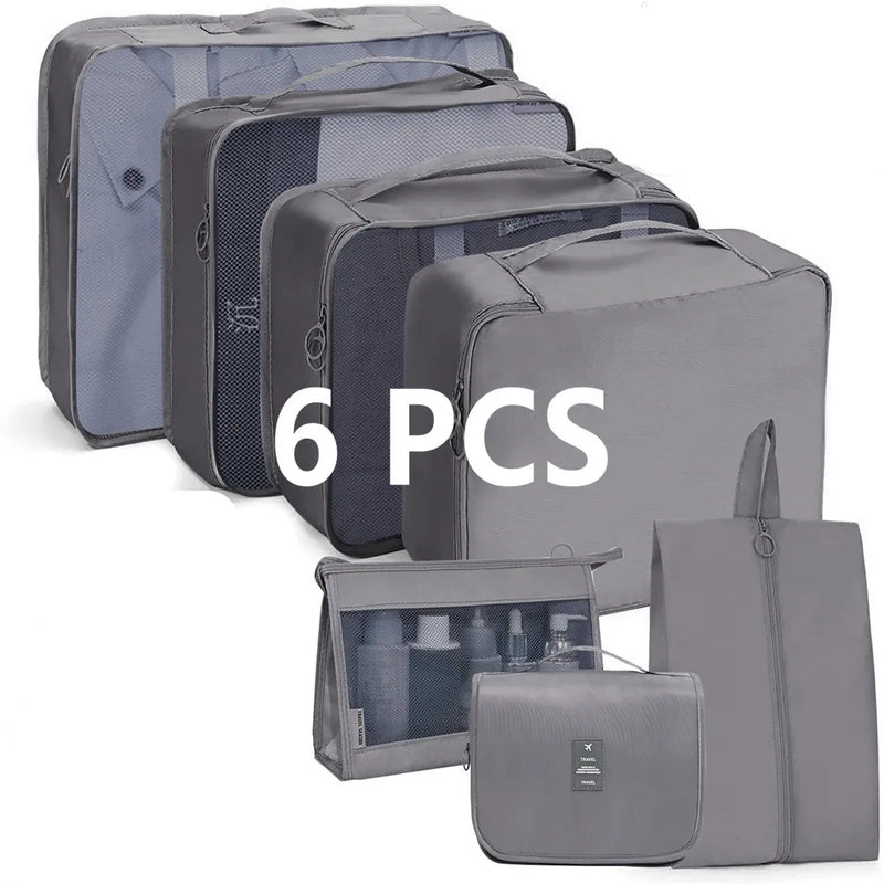 TRAVORO Packwürfel Set | 6-teilig | Wasserdicht & Extra Volumen | Koffer Organizer für Herren