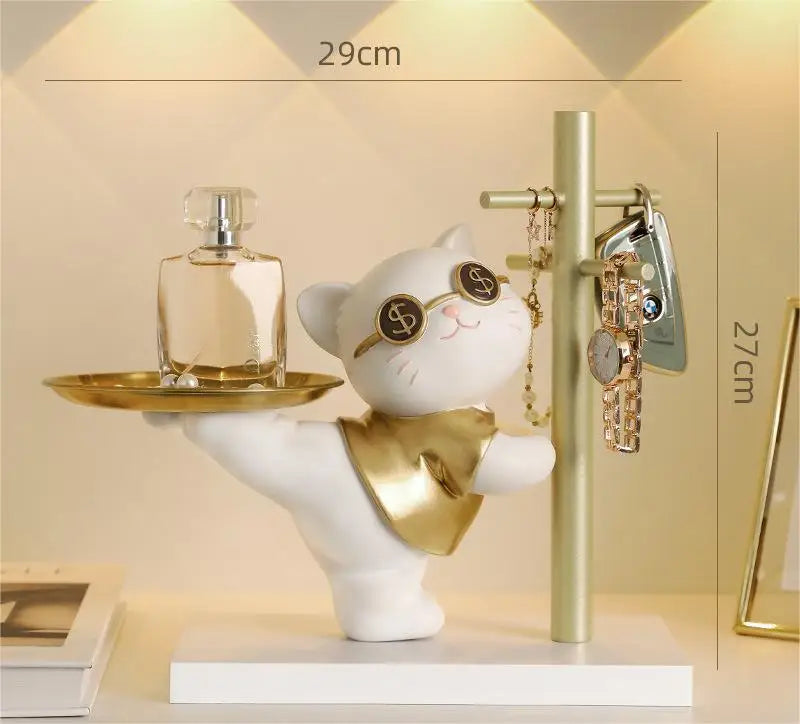 Charmoko Deko-Aufbewahrung mit Glücksbringer | LuckyCat & LuckyRabbit | Schmuck- & Schlüsselablage | Stilvolle Wohnaccessoires