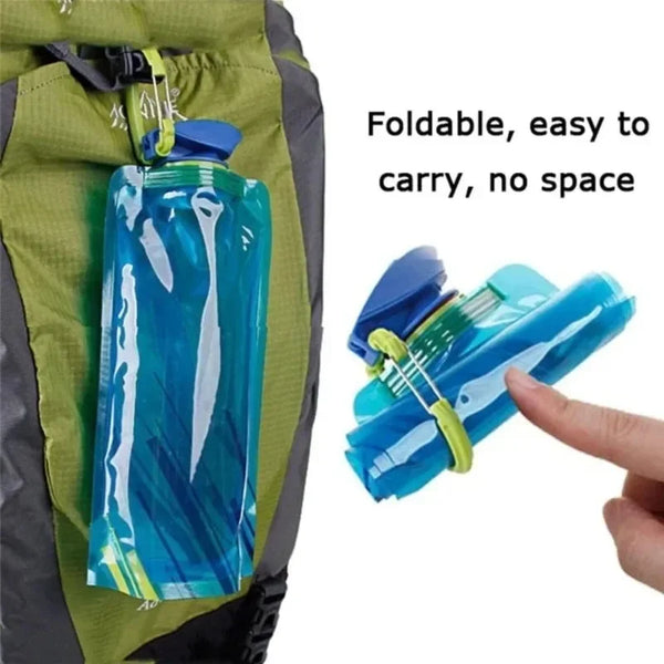 HydroTrek Flex Faltbare Trinkflasche 700 ml | Ultraleichte Soft-Wasserflasche mit Griff & Haken – Ideal für Camping & Outdoor