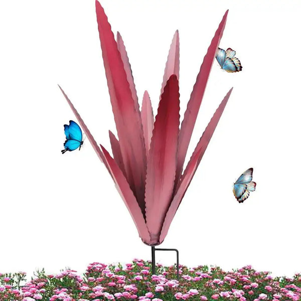 Floraza Metall Agave Skulptur | Handgefertigte Gartendeko | Wetterfest & Elegant | 29 × 29 × 45 cm