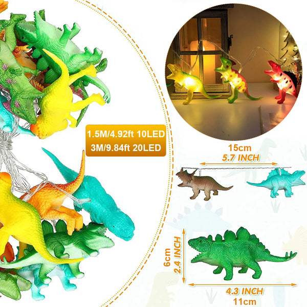 LED Dinosaurier Lichterkette DinoGlow | Batteriebetrieben | Warmweiß | Kinderzimmer & Deko