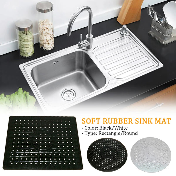 Rubberin Rutschfeste Spülbeckenmatte aus Gummi | Hitzebeständige Abtropfmatte & Unterlage | Weiche Silikonmatte für Küche & Bad | Rechteckig oder rund