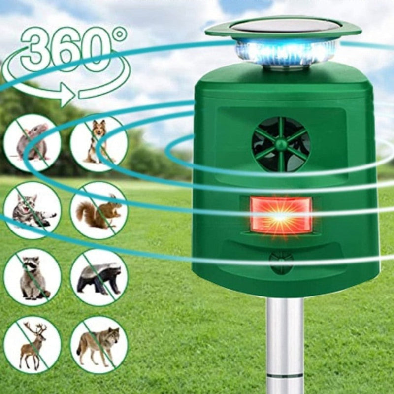 Terrapax Solar Tierabwehr Ultraschall | 360° Bewegungssensor | 5 Modi & Lichtsignale | Wetterfest & Umweltfreundlich