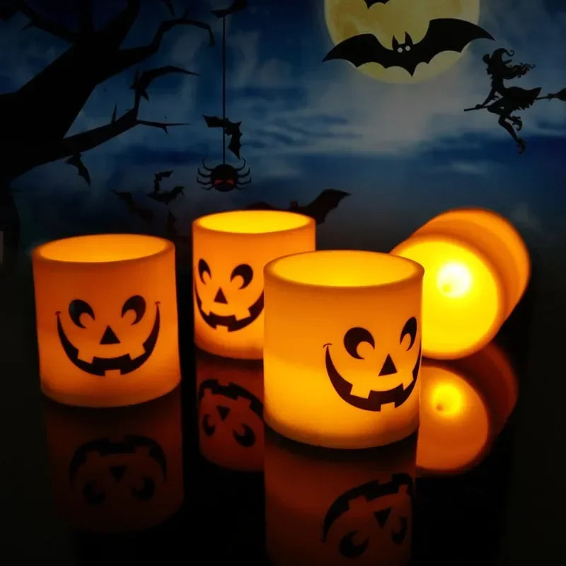 SpukLicht | LED-Teelichter im Geisterdesign | 6er-Set | Flackerndes Gelblicht | Halloween-Deko