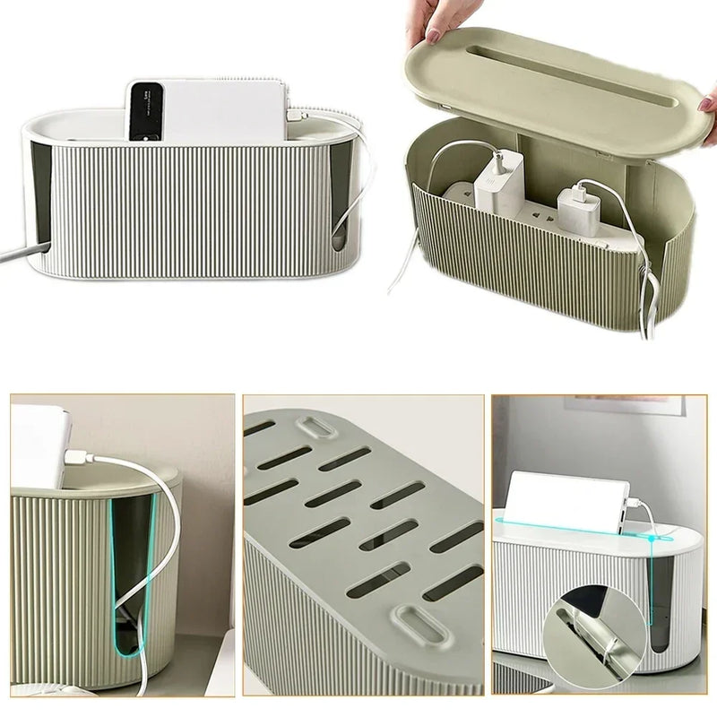 Ordixio Kabelmanagement Box 31×13,5×12,5 cm | Mit Deckel & Belüftung | Für Steckdosen, WLAN-Router & Ladekabel