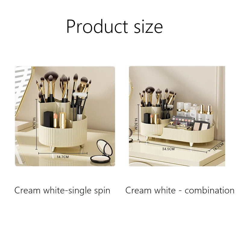 Clearlyn SpinBox Drehbarer Make-up Organizer aus Kunststoff | Kosmetikbox mit Fächern | 360° Rotierend & Platzsparend | Acryl-Optik