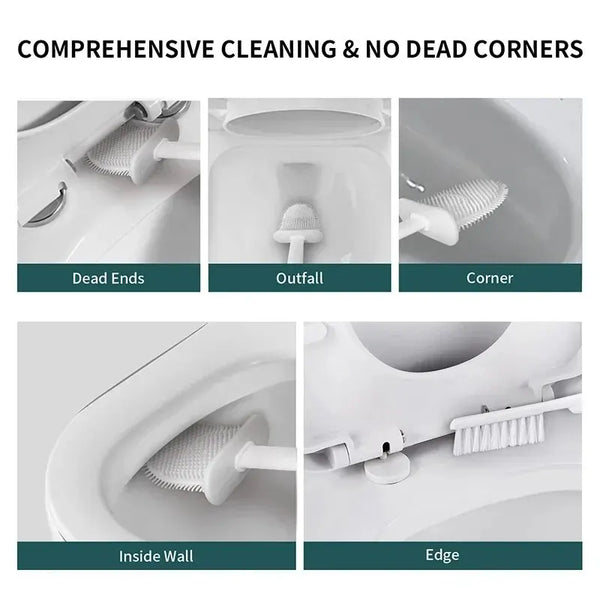 Toilettenbürste HygieBrush DuoClean | 2-in-1 Silikon-WC-Bürstenset mit Wandhalterung | Antibakteriell & platzsparend