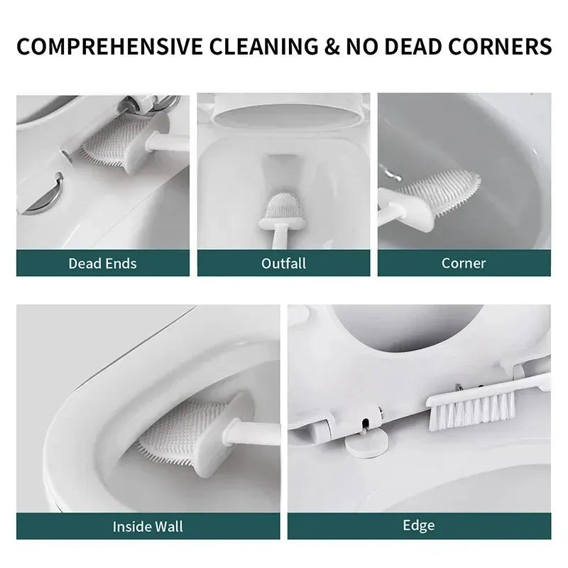 Toilettenbürste HygieBrush DuoClean | 2-in-1 Silikon-WC-Bürstenset mit Wandhalterung | Antibakteriell & platzsparend