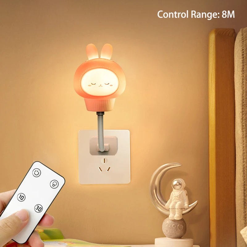 Lumiboo LED Nachtlicht für Kinder | USB oder Fernbedienung | 3 Helligkeitsstufen | Niedliches Tierdesign | 6,8 x 6 x 19 cm
