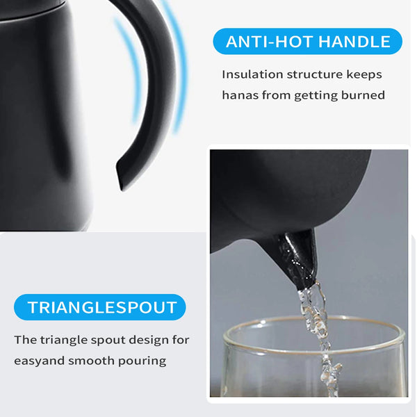 ThermoBrew Isolierkanne | Edelstahl 304 | Doppelwandig & Vakuumisoliert | 6h Heiß / 12h Kalt | 1 L