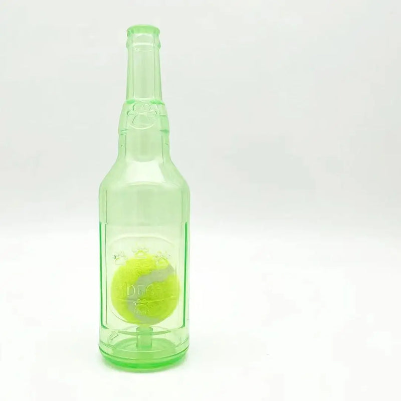 Hundespielzeug BounceBottle | Quietscht & Springt | TPR-Gummi mit Tennisball-Design | Für Kleine bis Große Hunde