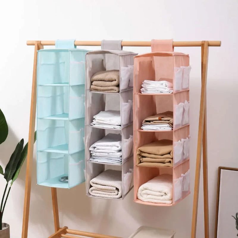 Hängender Wäsche-Organizer ClosyNest AirFold | Faltbare Aufbewahrungstasche für Unterwäsche, BHs & Socken | Mehrlagig & Waschbar