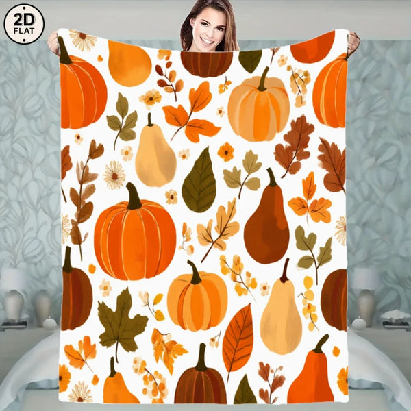 Flanell-Decke HarvestHug | Kürbis- & Blätter-Design | Kuschelig & Warm | Personalisierbar & Geschenkidee