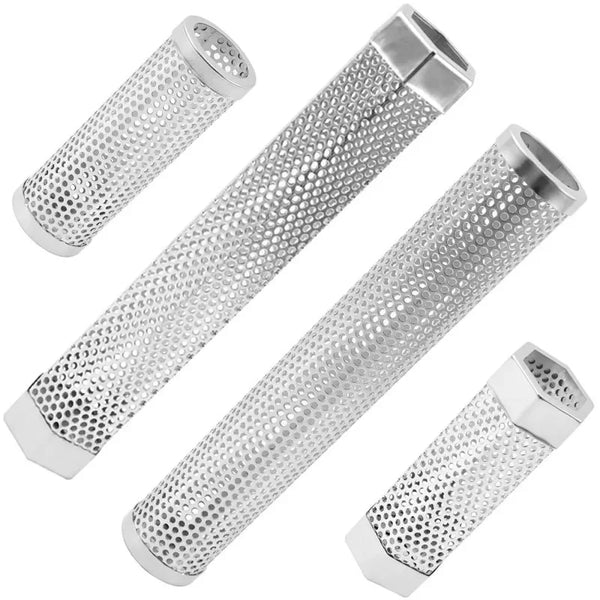 SmokeMaster Tube Edelstahl-Smoker-Röhre | Für Heiß- & Kalträuchern | BBQ-Aroma-Tube mit Lochdesign | 30,6 × 5,8 cm / 15,3 × 5,3 cm