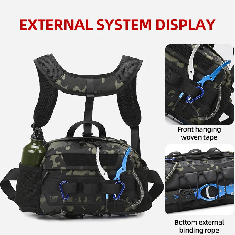 aktische Outdoor-Hüfttasche GearFlex Pro | 30 × 11 × 17 cm | Molle-System, Mehrfachtaschen & Tragekomfort | Für Angeln, Wandern & Camping