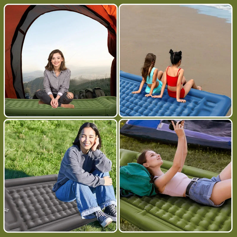 TrekBreeze Camping Isomatte Selbstaufblasend | 12 cm Dick | Mit Fußpumpe & Verbindbar | Ultraleicht & Wasserdicht