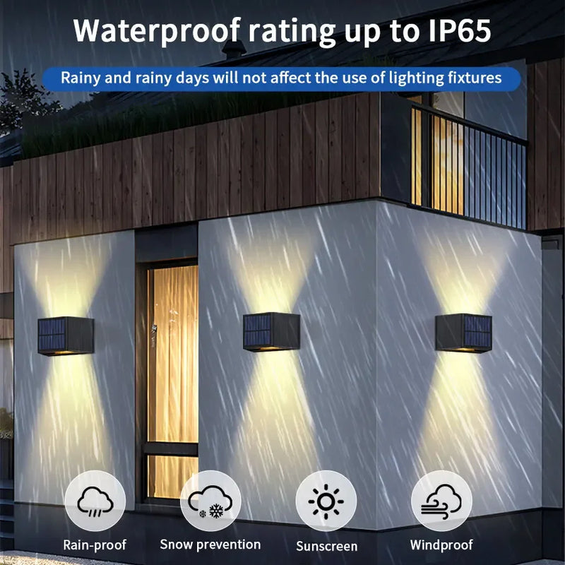 SolarLuxe Beam | LED Solar-Wandleuchte | Up & Down Licht | IP65 Wasserdicht | Verstellbarer Lichtwinkel | Für Garten & Fassade
